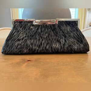 Kate Landry black & silver clutch